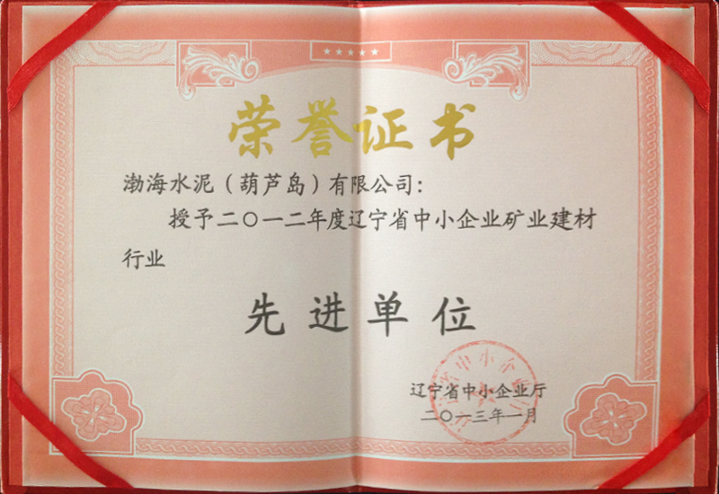 遼寧省中小企業礦業建材行業先進單位